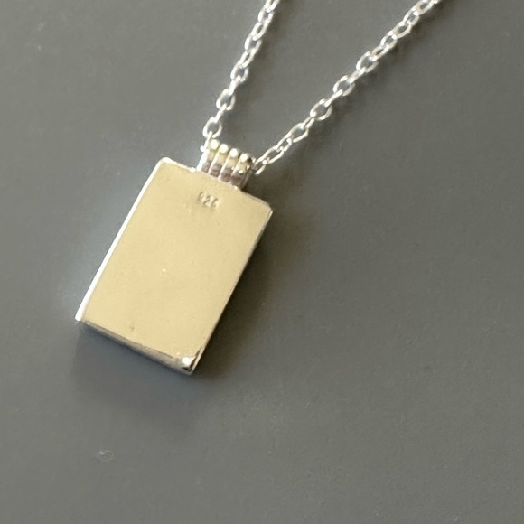 Sterling Silver Rectangle Tag Rising Sun Necklace - Picture 8 of 9